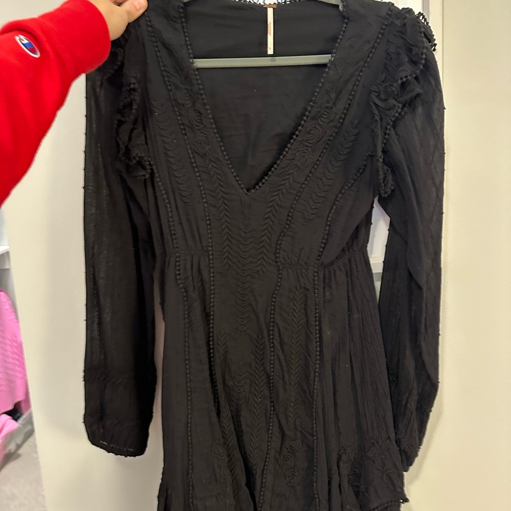 Free People Womens long sleeve V neck dress lace size M